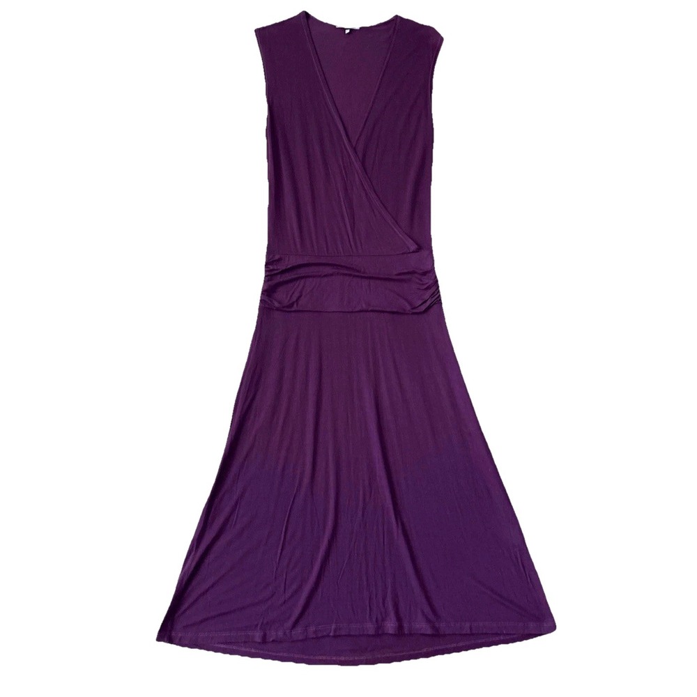 NEW James Perse LA Deep V-Neck Dress 3 L Midi Purple WTJ6086
